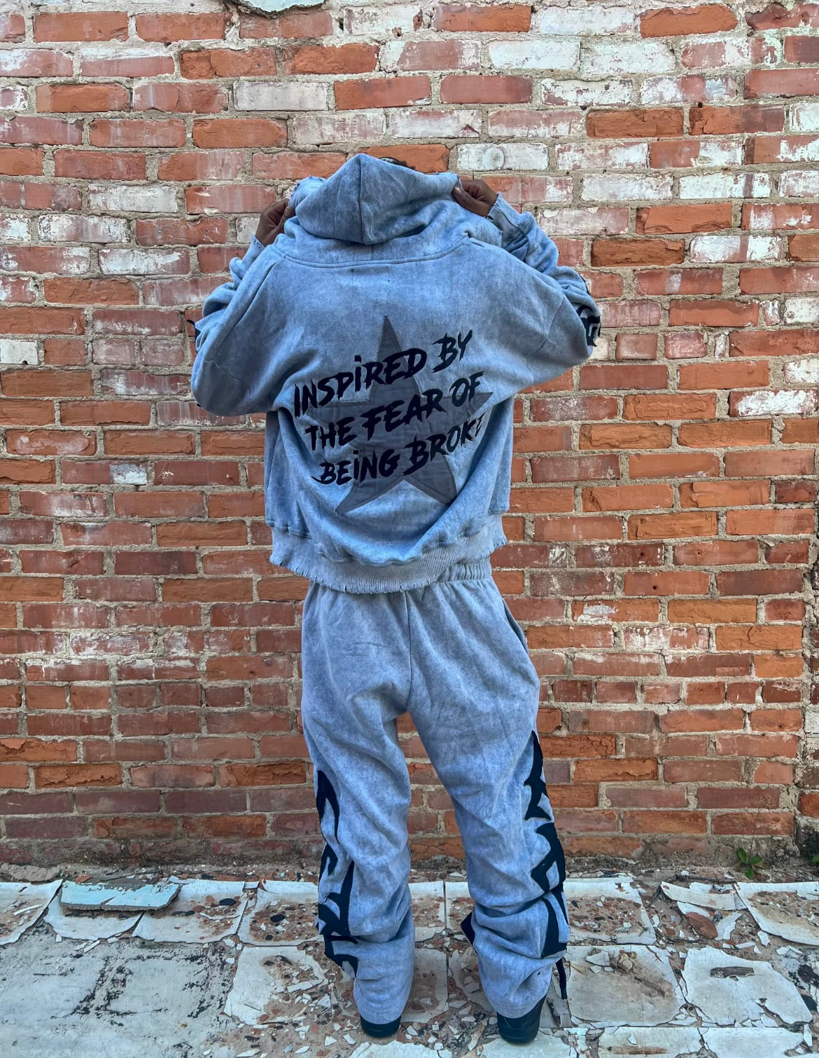 Grey “Fear of Being Broke” jumpsuit