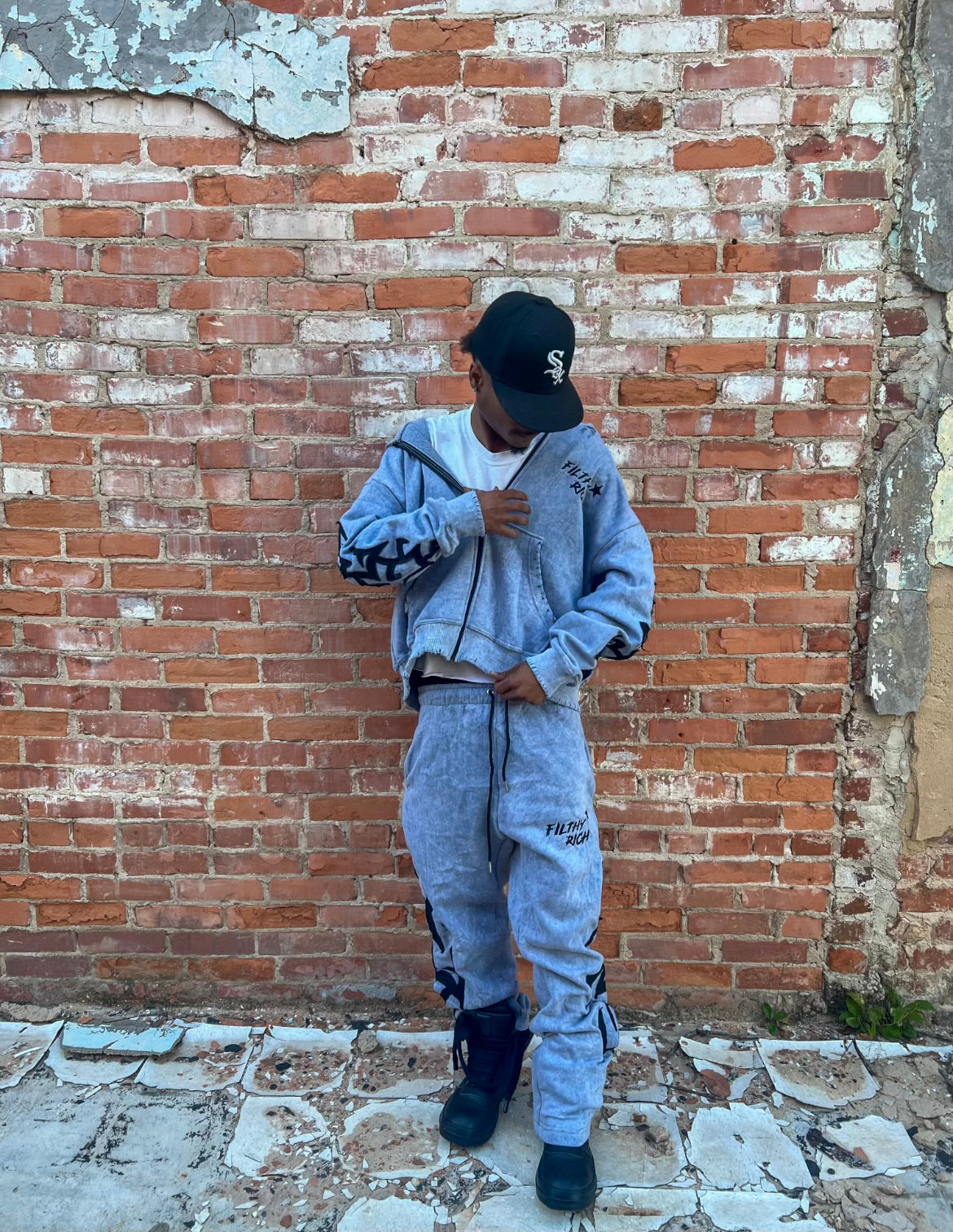 Grey “Fear of Being Broke” jumpsuit